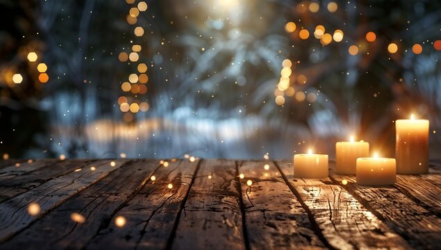 Cozy Candlelit Winter Evening background design poster, banner, text space