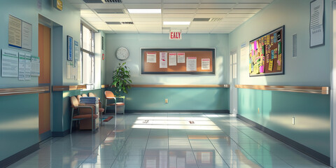 Hospital Volunteer Services Wall: Displaying volunteer training materials, volunteer appreciation messages, and a board with volunteer opportunities