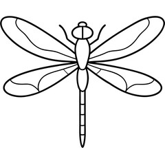 Vibrant Dragonfly Vector Illustration in a Lush Garden Setting
