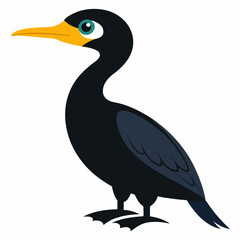 Detailed Vector Illustration of a Cormorant Diving into Crystal Clear Waters for Fish
