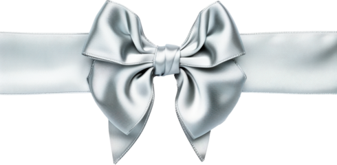 A silver ribbon bow