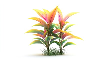 Obraz premium Vibrant Colorful Leaves on White Background