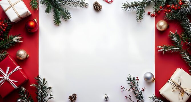 christmas greeting card with christmas gifts, christmas background, christmas banner