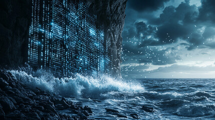 Digital Code Sea Storm Landscape