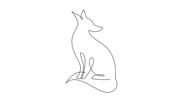 Fox in a continuous one line isolated white background