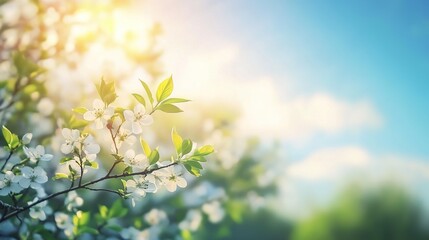 Bright Blossoms in a Sunlit Spring Landscape