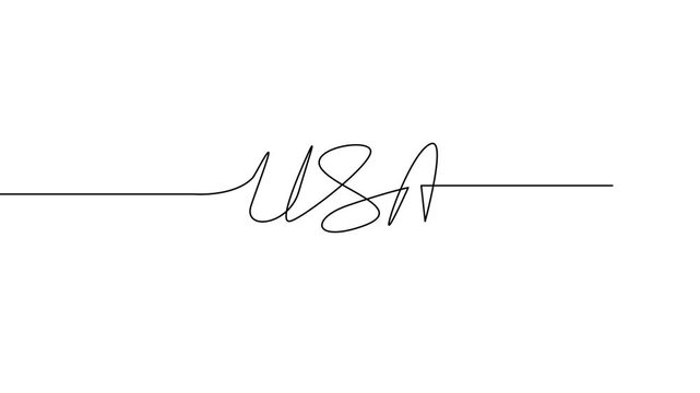USA map one continuous line drawing. Country single line contour map, shape of country. template	
