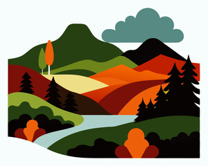 landscape with mountains and trees