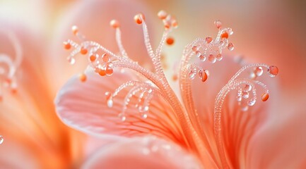 Fototapeta premium Vibrant Tropical Hibiscus Flower in Bloom with Delicate Petals and Water Droplets