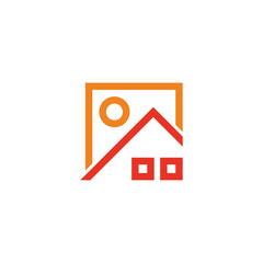 squares colorful home roof lines geometric icon vector