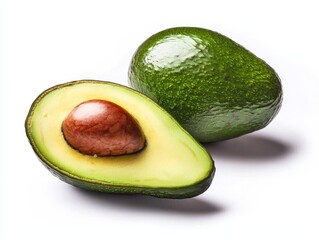Ripe Avocado Sliced in Half Revealing Its Seed and Fleshy Interior