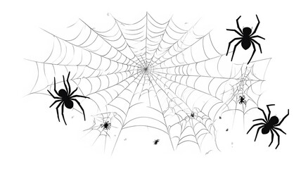 A creepy black spider rests on a delicate web, embodying the essence of Halloween and nature’s intrigue in this eerie illustration