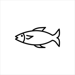 Fish icon. Vector outline fish icon. Fish illustration. Fishing symbols. Isolated on white background.
