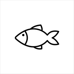 Fish icon. Vector outline fish icon. Fish illustration. Fishing symbols. Isolated on white background.