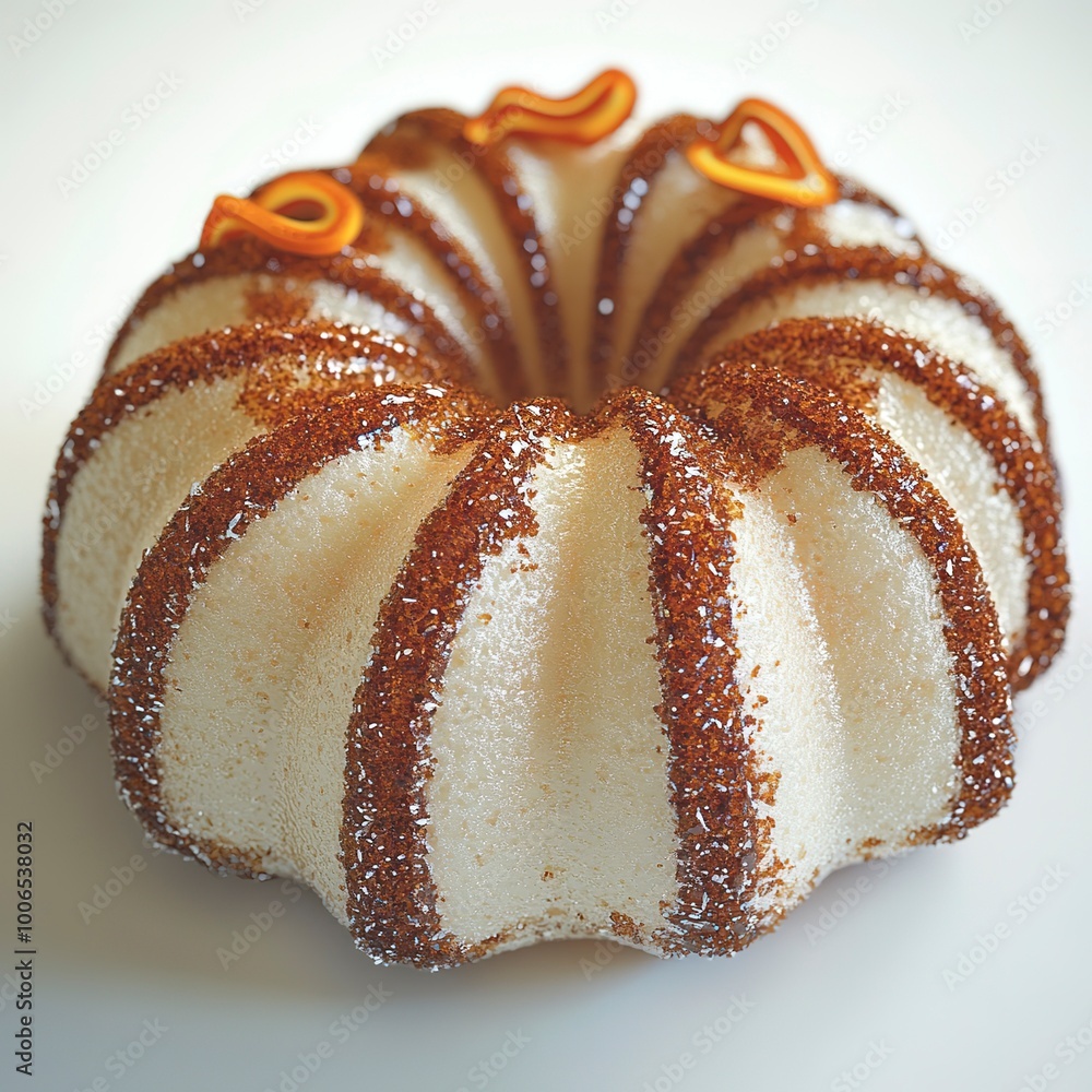 Wall mural Sweet sponge cake. Bundt cake isolated on white background.  