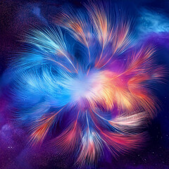 Obraz premium Cosmic Bloom: Abstract Radiant Explosion of Color in Space