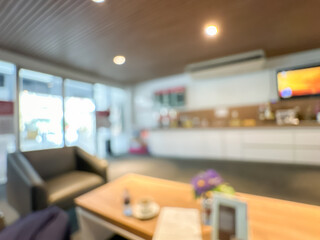 Blur Bright Café Lounge with Table Setting