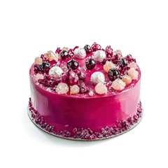 Pink cake isolated on white background  