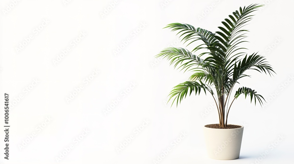 Poster palm tree in a pot isolated on white background  