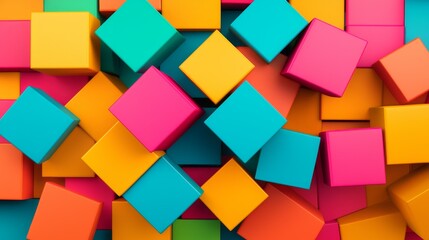 Obraz premium Colorful, assorted building blocks arranged on a vibrant background.