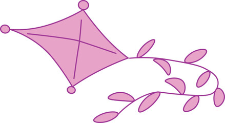 lilac kite with tail, easy to edit, stock vector