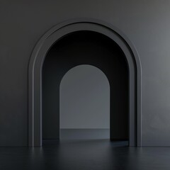 Fototapeta premium Mysterious black archway in a dark environment