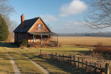 Rural Farmhouse in Field
