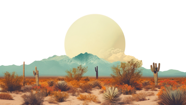 PNG Retro collage of desert landscape astronomy outdoors. - Powered by Adobe