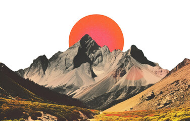 PNG Retro collage of mountain border photography landscape panoramic. © Rawpixel.com