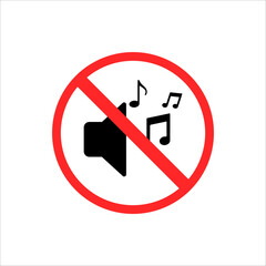 No music no beep vector icon. Isolated prohibited signal vector sign. 