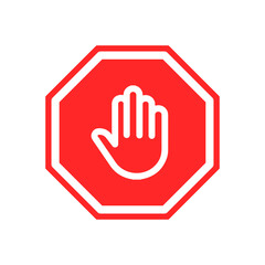 Fototapeta premium Red Stop Road Sign Vector Icon
