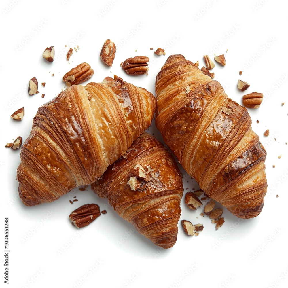 Canvas Prints Breakfast croissants with crumbs on white background freshly baked with butter and nuts f62a-4fc8-bc2d-e5947c8bfe58