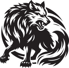 Wolf angry silhouette vector art illustration.