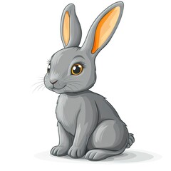 Fototapeta premium A rabbit sitting isolated on white background 