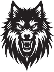 Wolf angry silhouette vector art illustration.