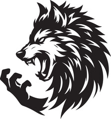 Wolf angry silhouette vector art illustration.