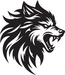 Wolf angry silhouette vector art illustration.