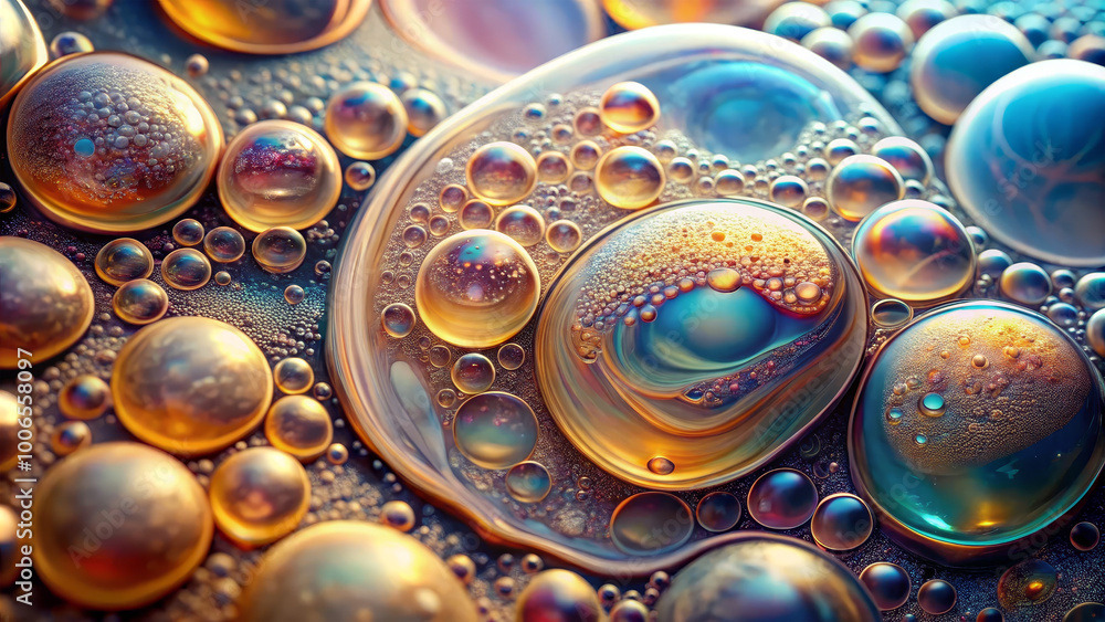 Aufkleber multicolored droplets cling to a surface, reflecting light in a mesmerizing way. the arrangement cre