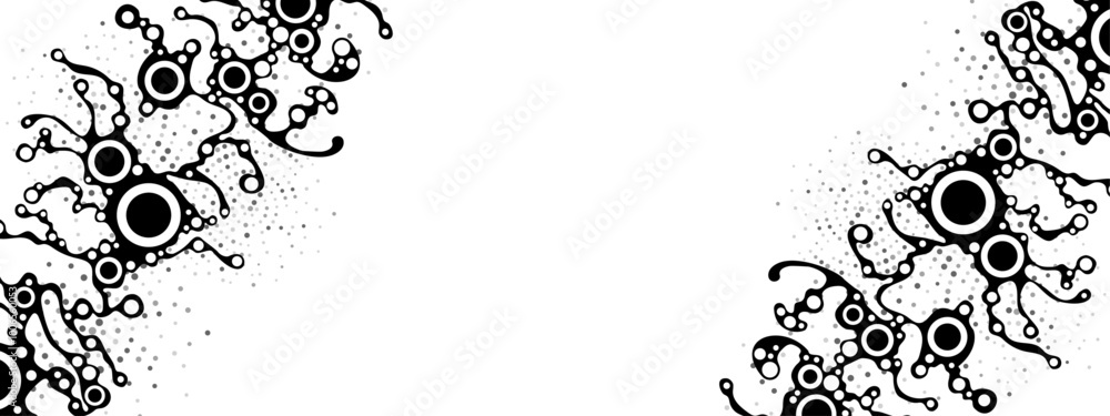 Aufkleber monochrome mesh background frame. texture of chaotic circles, dots. сosmic path. internet is a web. 