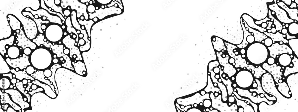Poster monochrome mesh background frame. texture of chaotic circles, dots. сosmic path. internet is a web. 