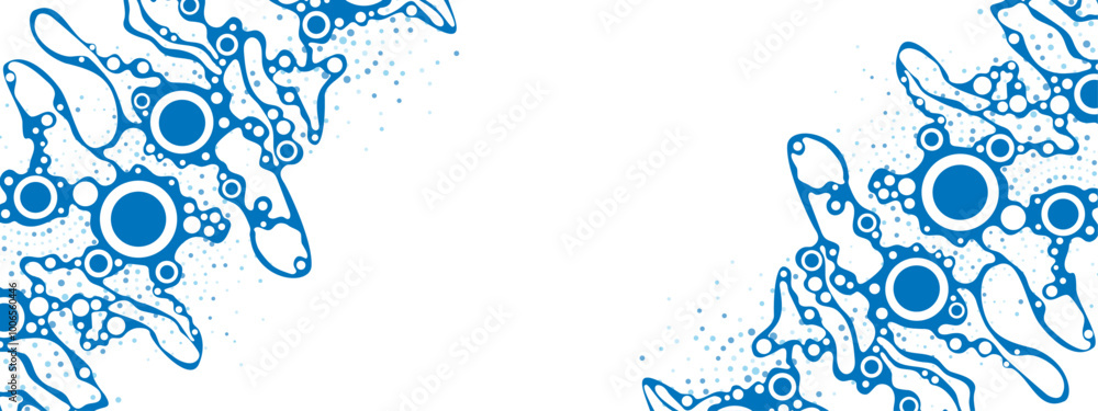 Poster blue mesh background frame. texture of chaotic circles, dots. сosmic path. internet is a web. dance.
