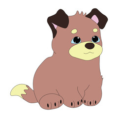 cute brown puppy sits happy, easy to edit, stock vector