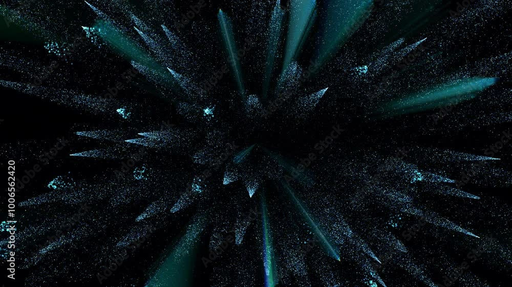 Poster 4k explosion of blue bokeh lights. holiday motion background. glowing particle abstract. 2160p 60fps