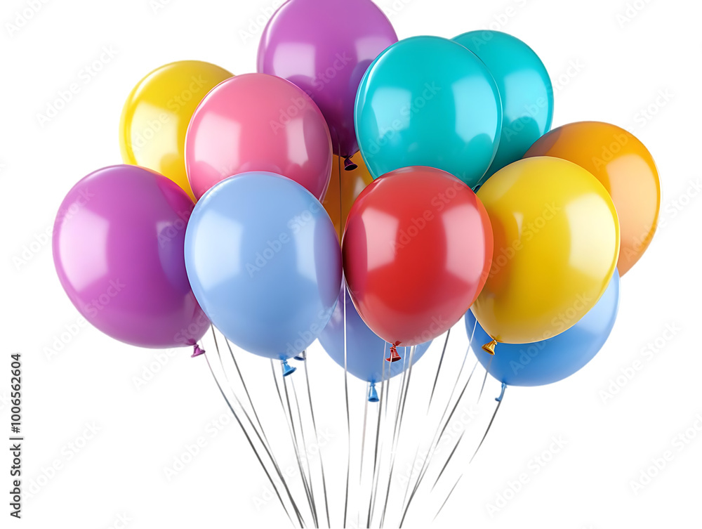 Poster vibrant colorful balloons float with transparent background