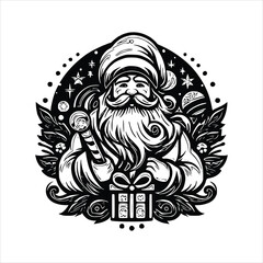 Christmas Silhouette Santa Clip Art Silhouette christmas isolated on white background 
