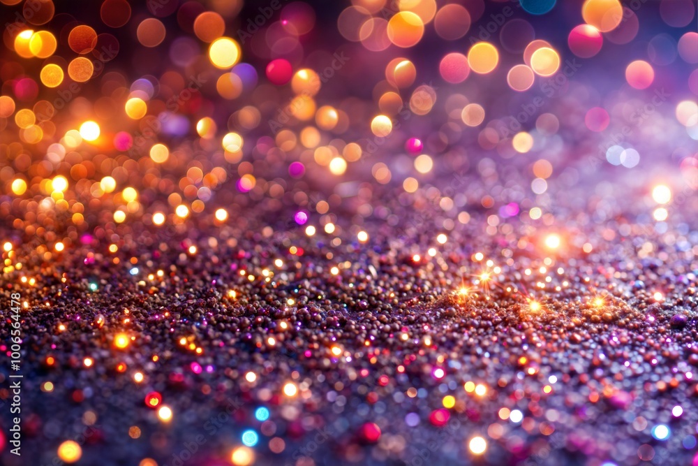 Wall mural close-up of sparkling glitter with bokeh lights creating festive atmosphere
