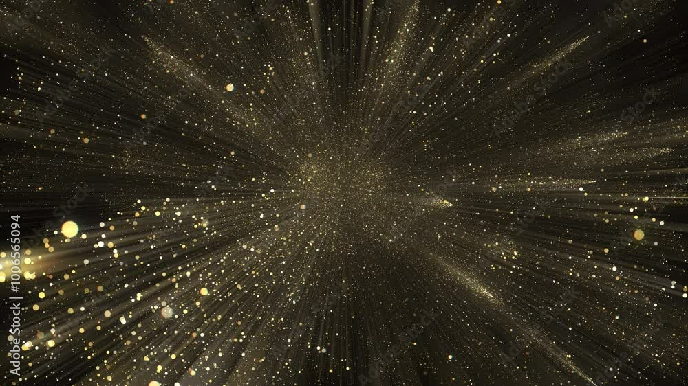 Poster 4k explosion of golden bokeh lights. holiday motion background. glowing particle abstract. 2160p 60f