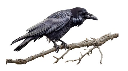 Fototapeta premium Raven Perched on a Branch