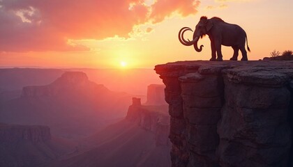 Prehistoric Silhouette: Mammoth at Sunset Cliff