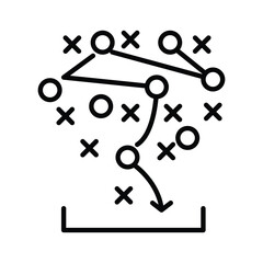 Soccer tactics icon, game success strategy in football, scheme play, vector illustration on white background. Vector Illustration.